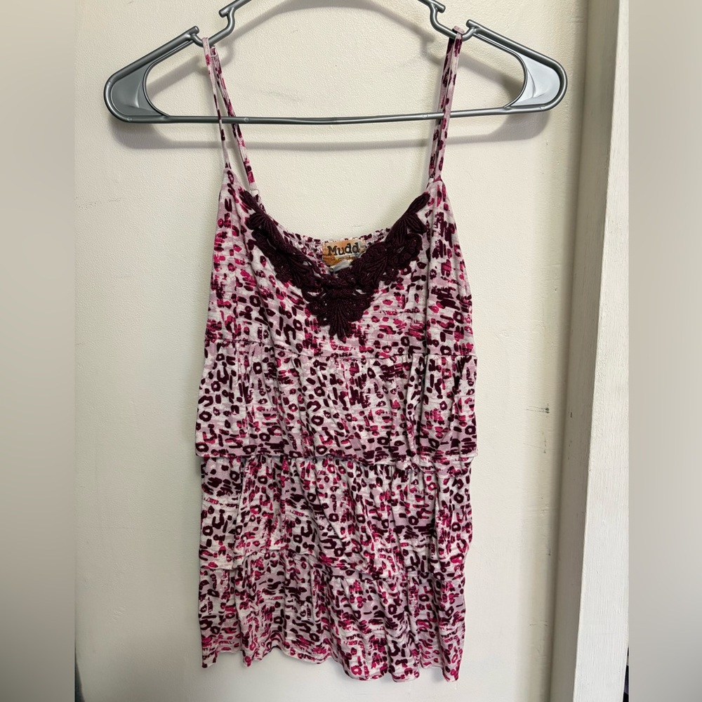 Mudd Women's Pink and Brown Leopard Print Chemise